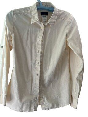 Patagonia Womens Organic Cotton Button-Up Shirt White Size 8 Long Sleeve Cream
